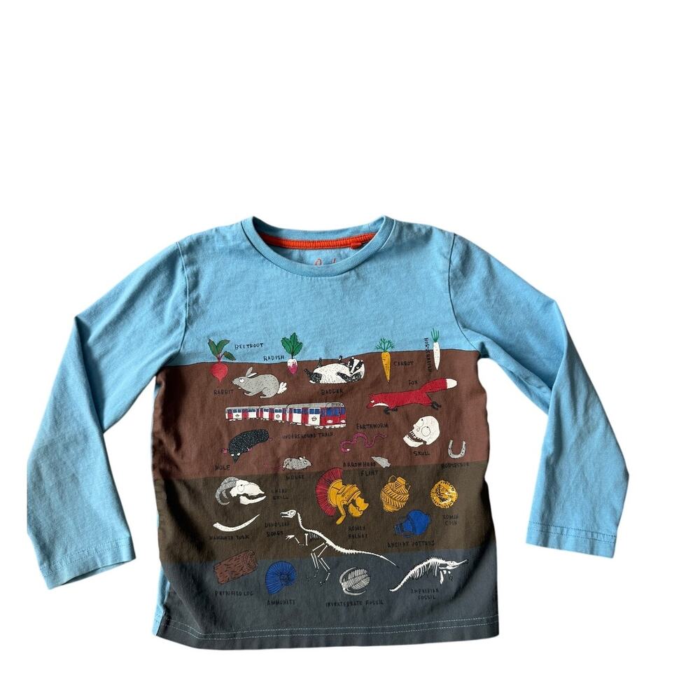 Mini Boden Underground Cross Section Graphic Tee 4-5Y Blue